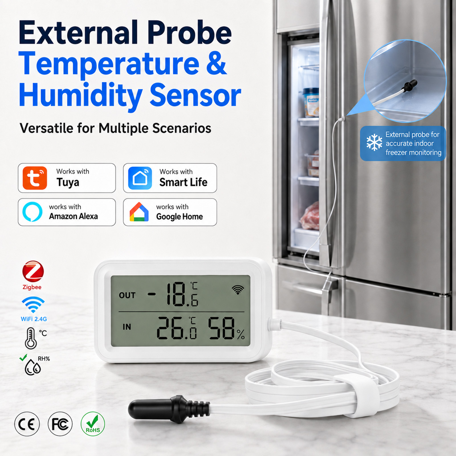 Digital Hygrometer Probe - Sensor de Temperatura e Umidade Externo
