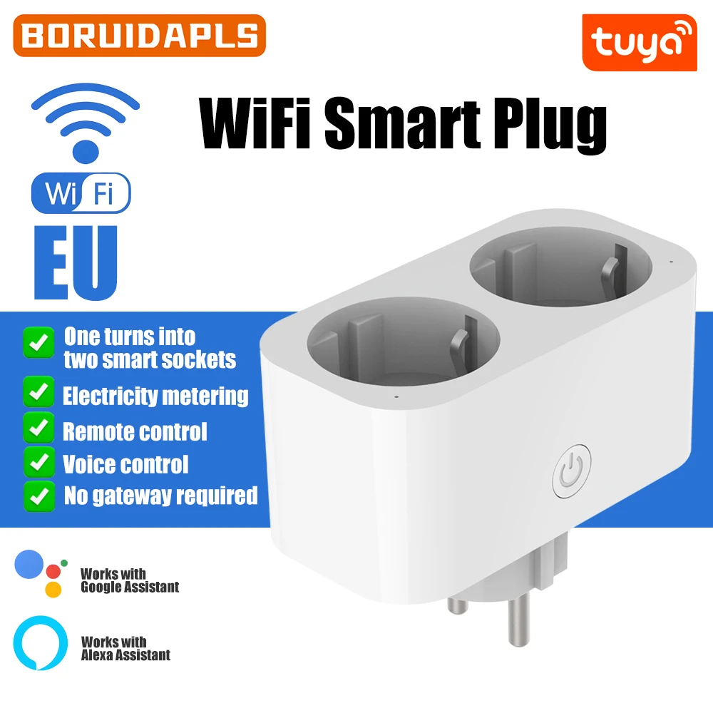 Timer Dual Outlet - Tomada inteligente WiFi BORUIDAPLS com plugue
